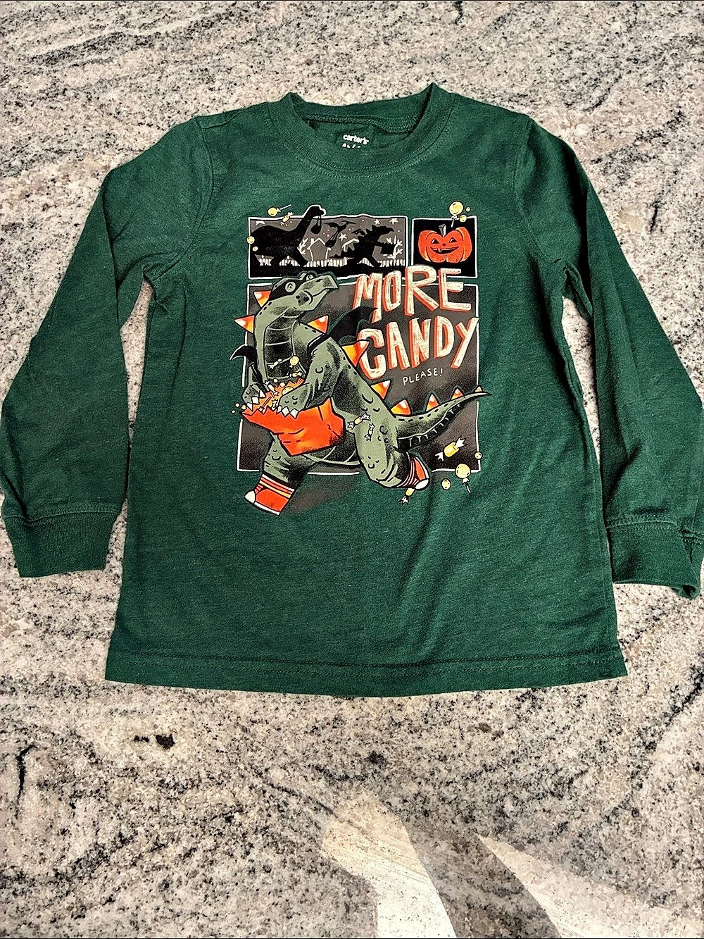 Carter's More Candy Dinosaur Graphic Long Sleeve Tee 4T Green Dinosaur